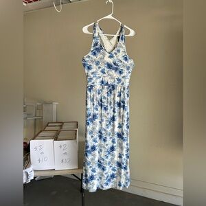 Floral Blue and White Maxi Dress